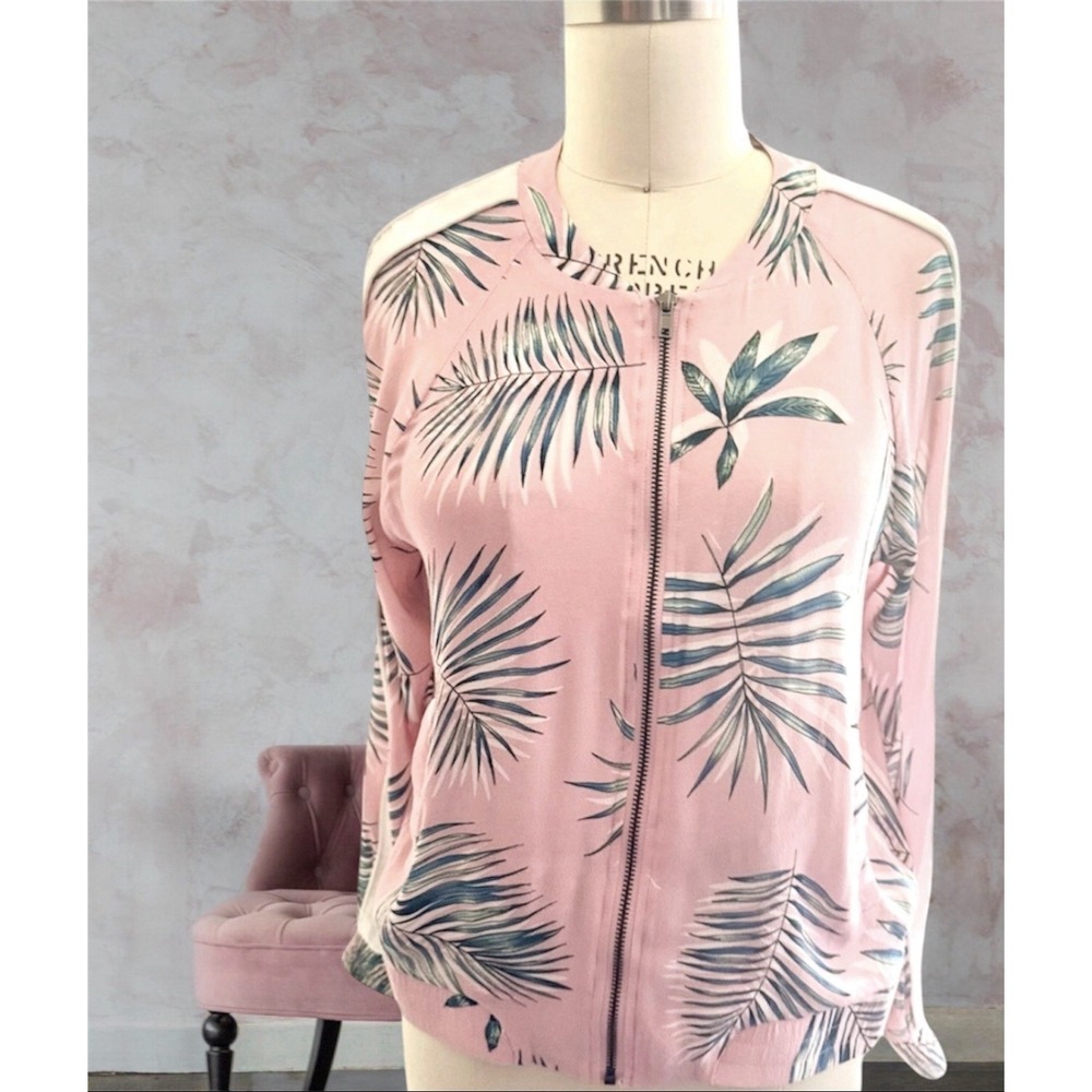 BB Dakota x Steve Madden A Palm Before A Storm Pink Blossom Bomber Jacket Medium